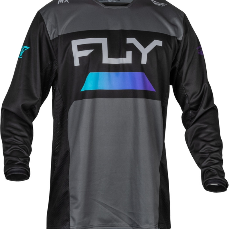 Camisola Fly Racing Kinetic Reload Charcoal / Black / Blue Iridium