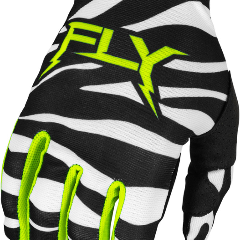 Luvas Fly Racing Lite Uncaged Black / White / Neon Green