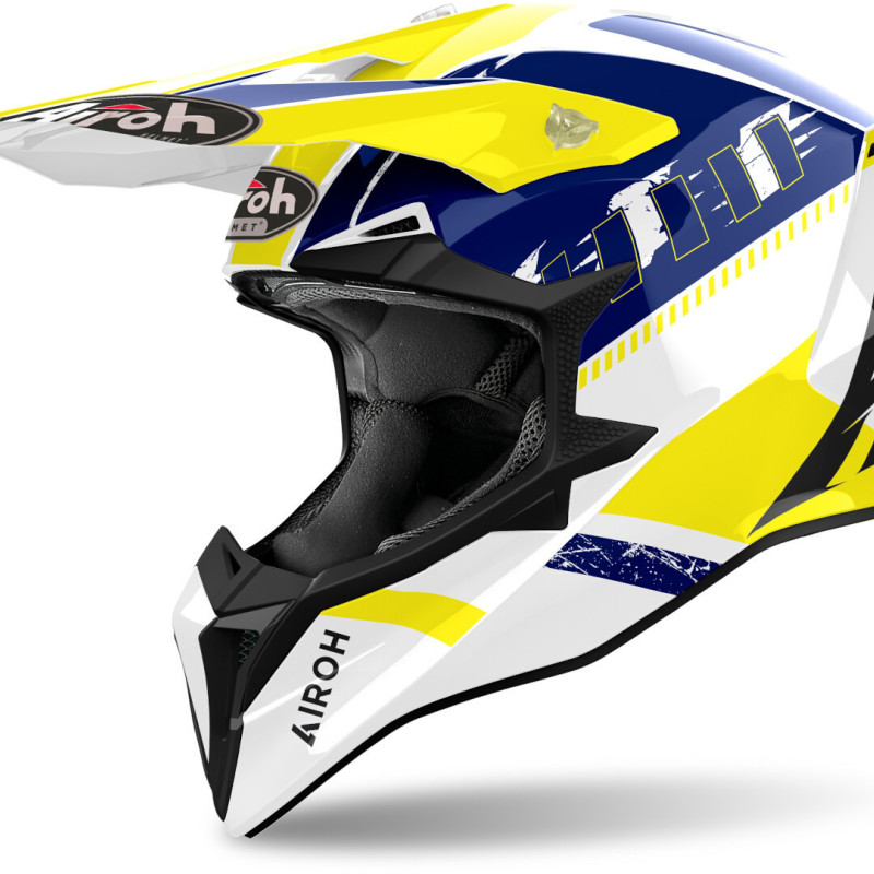 Capacete Airoh Wraaap Feel Yellow/Blue Gloss