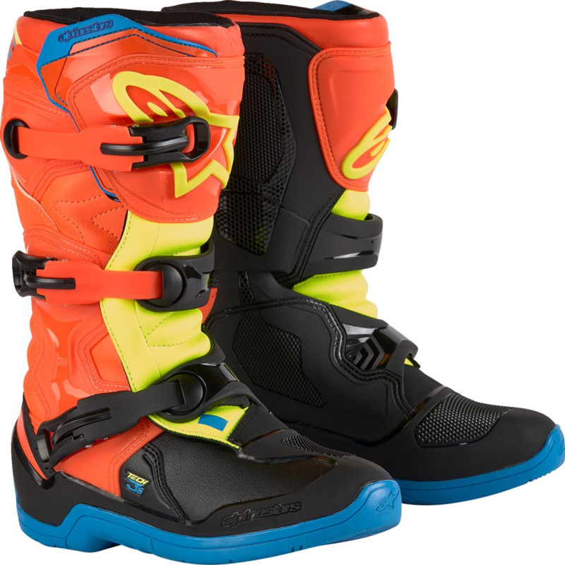 Botas Criança Alpinestars Tech 3S Orange / Blue / Fluo Yellow