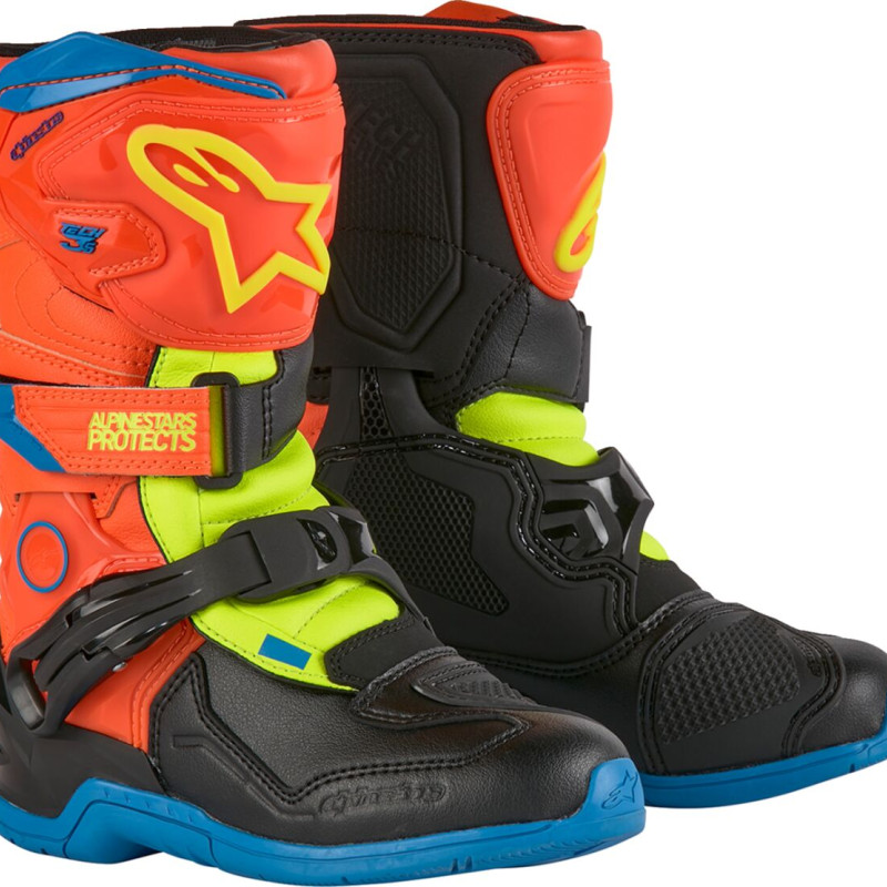 Botas Kids Alpinestars Tech 3S Orange / Blue / Fluo Yellow