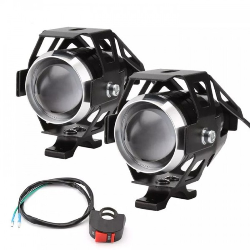 Conjunto de Faróis Auxiliares Moto Spot Led Preto (par)