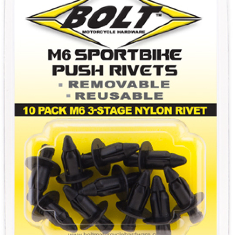 Kit Rebites Em Nylon Bolt M6 3Stage - 10 Unidades