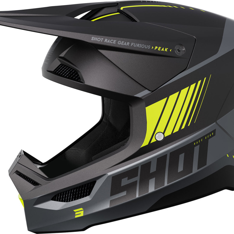 Capacete FURIOUS PEAK Cinza/Amarelo Neon Mate Shot