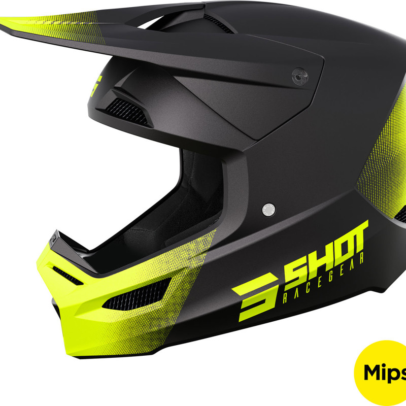 Capacete RACE DRAW Preto/Amarelo Neon Mate Shot