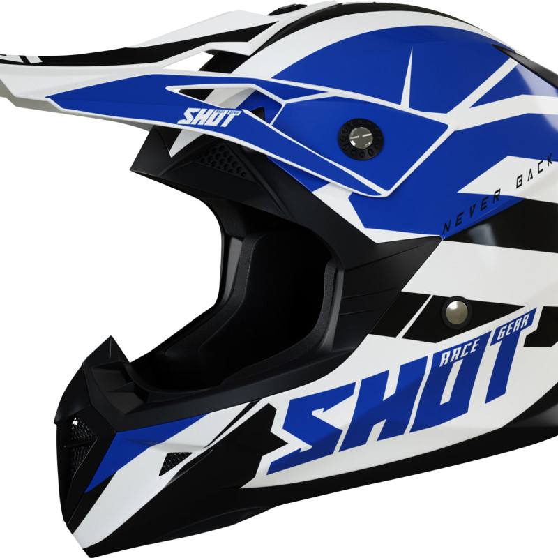 Capacete PULSE REVENGE Branco/Azul/Preto Brilho Shot