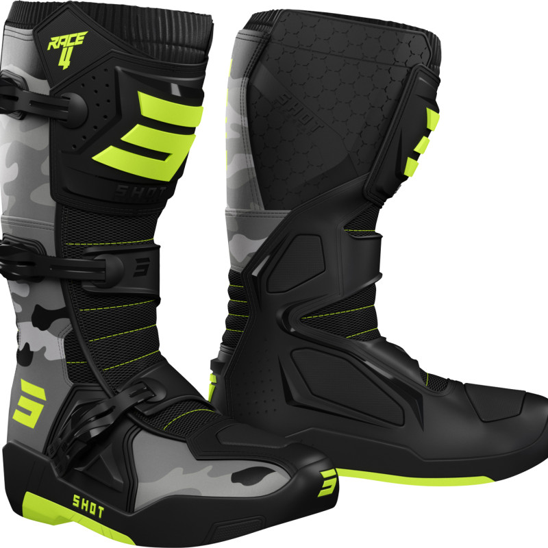 Botas RACE 4 Camo/Amarelas Neon Shot