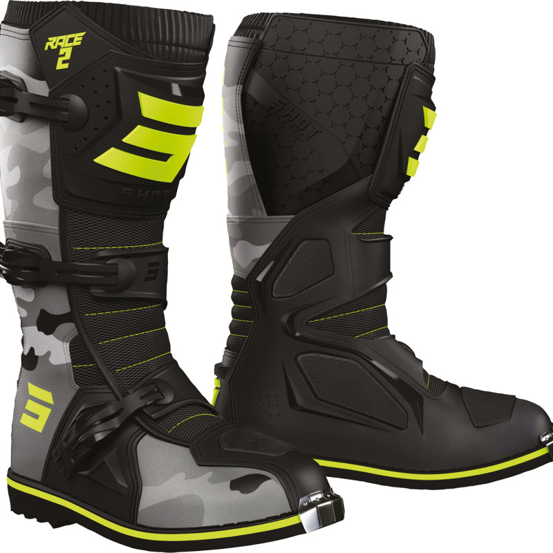 Botas Criança RACE 2 Camo/Amarelas Neon Shot