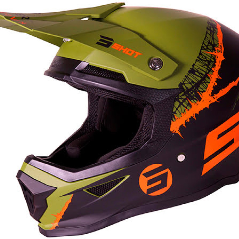 Capacete FURIOUS STORM Preto/Caqui/Laranja mate Shot