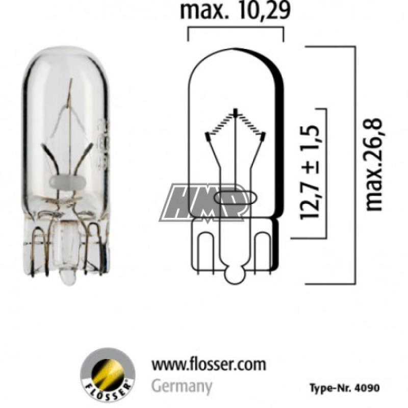 Lâmpada T10 12V 3W - FLÖSSER