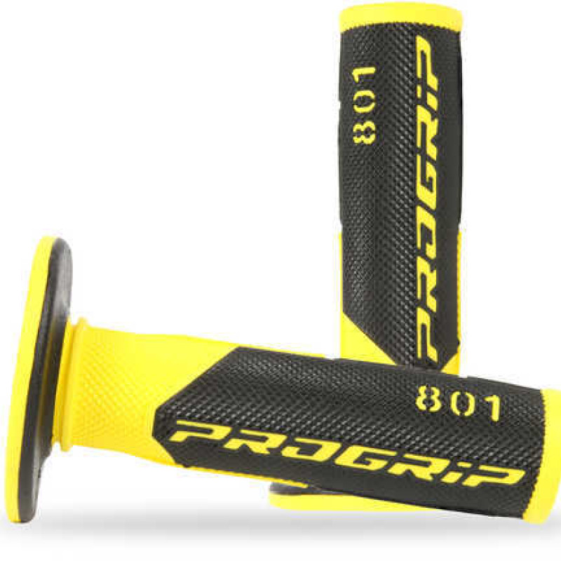 Punhos Pro Grip 801 Mx Double Density Preto / Amarelo Fluo