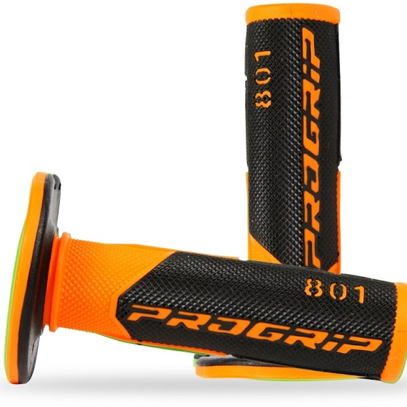 Punhos Pro Grip 801 Mx Double Density Preto / Laranja Fluo