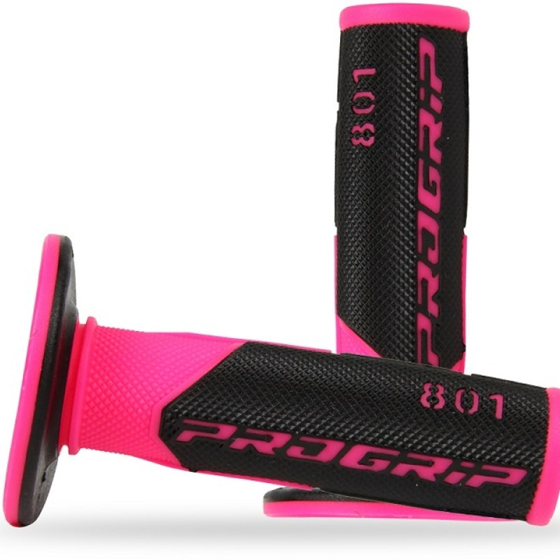 Punhos Pro Grip 801 Mx Double Density Preto / Rosa Fluo