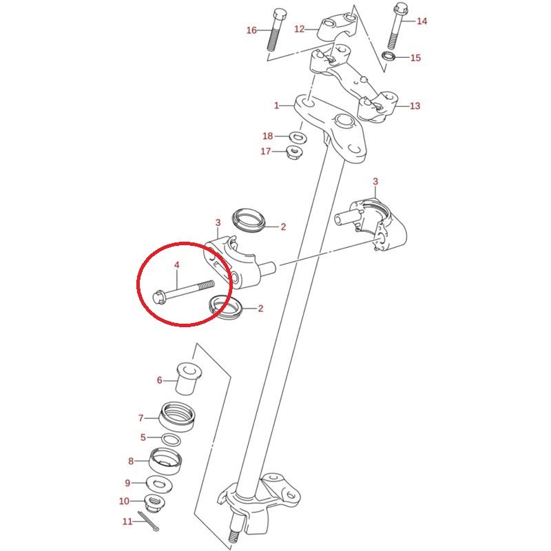 Parafuso Casquilho Coluna Direção Original 01550-0875A Suzuki Ltz 400 k9