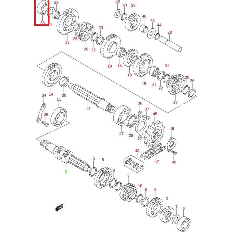 Rolamento de Transmissão Origem 09262-17023 Suzuki Ltz 400 k9