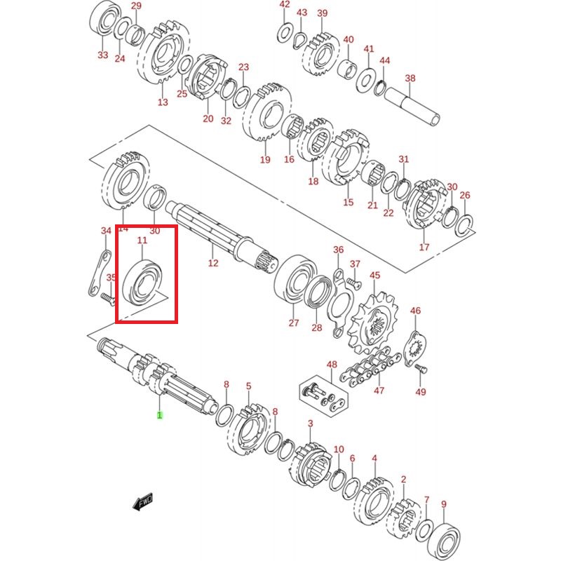 Rolamento de Transmissão Origem 09262-25122 Suzuki Ltz 400 k9