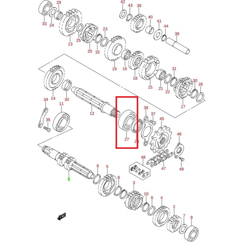 Rolamento de Transmissão Origem 09262-25125 Suzuki Ltz 400 K9