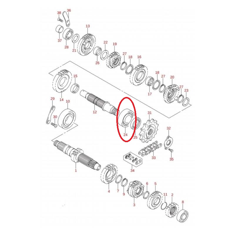 Rolamento de Transmissão Origem 09262-25125 Suzuki Ltr 450