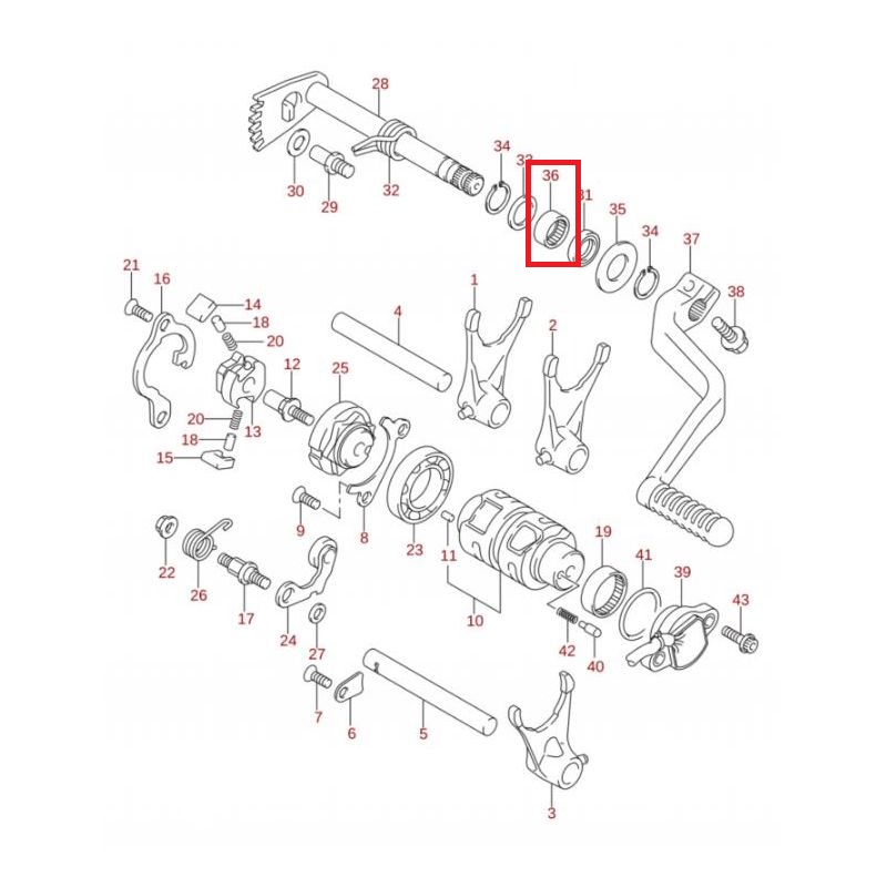 Rolamento de Agulhas para Caixa Velocidades 09263-14027 Suzuki Ltr 450