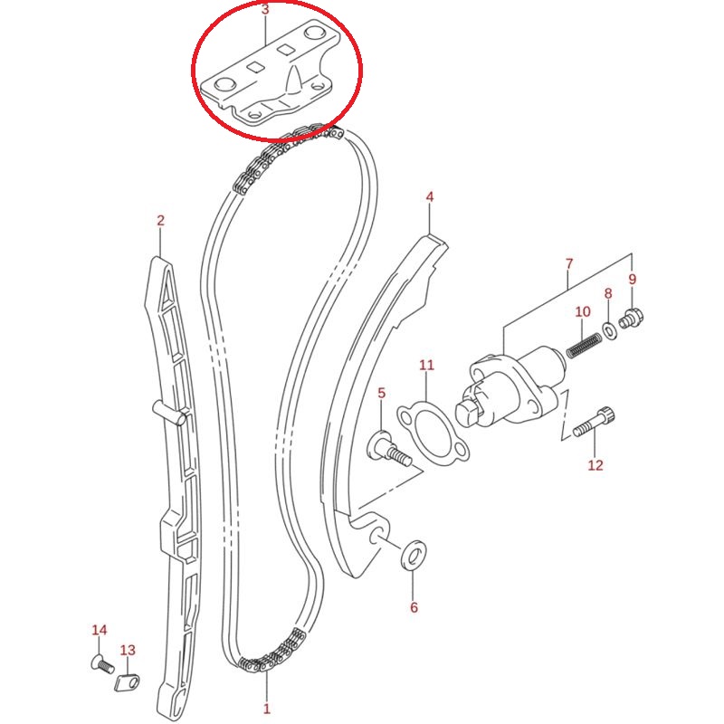 Guia corrente distribuição 12782-29F00 Suzuki Ltz 400