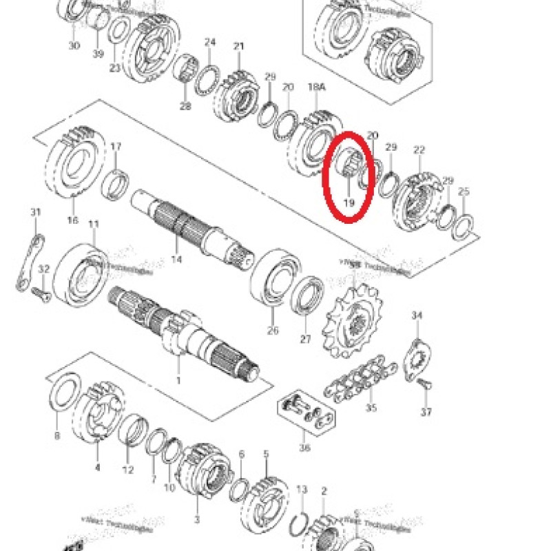 Casquilho Caixa 3ª Velocidade 24332-17E20 Suzuki Ltr 450