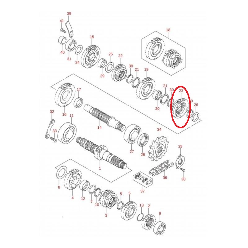 Carreto 5º Caixa de Velocidades 24351-45G10 Original Suzuki Ltr 450