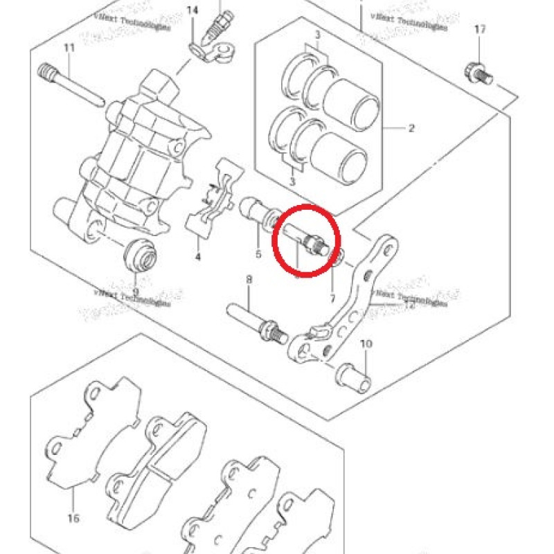 Parafuso Pinça de Travão Frontal 59382-13A00 Suzuki Ltr 450