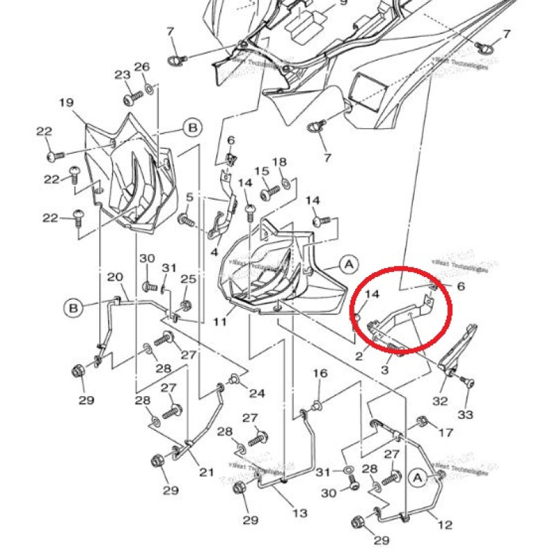 Suporte Guarda Lamas Traseiro Yamaha Yfz 450r 